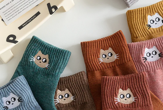 Cat embroidered socks